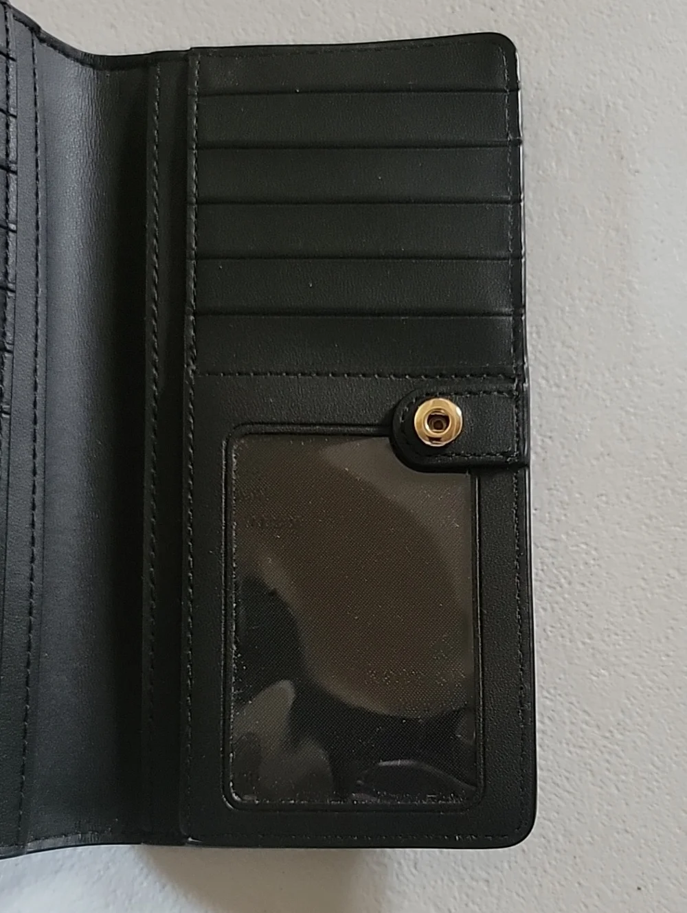 kate spade Black Saffiano Wallet with Gold Logo